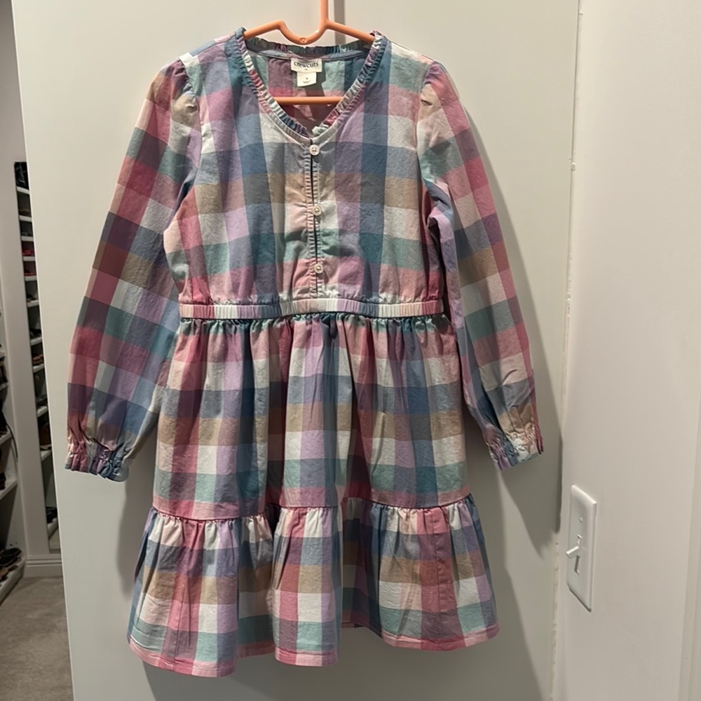 J. Crew Factory Crewcuts Pink and Blue Tiered Ruffle Dress